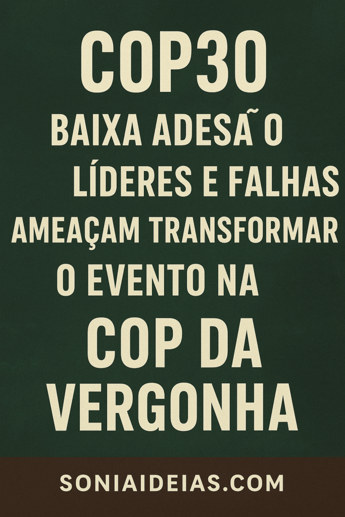 A COP30, conferência climática da ONU sediada em Belém (PA), começou cercada de expectativas — mas rapidamente se viu envolta em críticas, controvérsias e esvaziamento político.