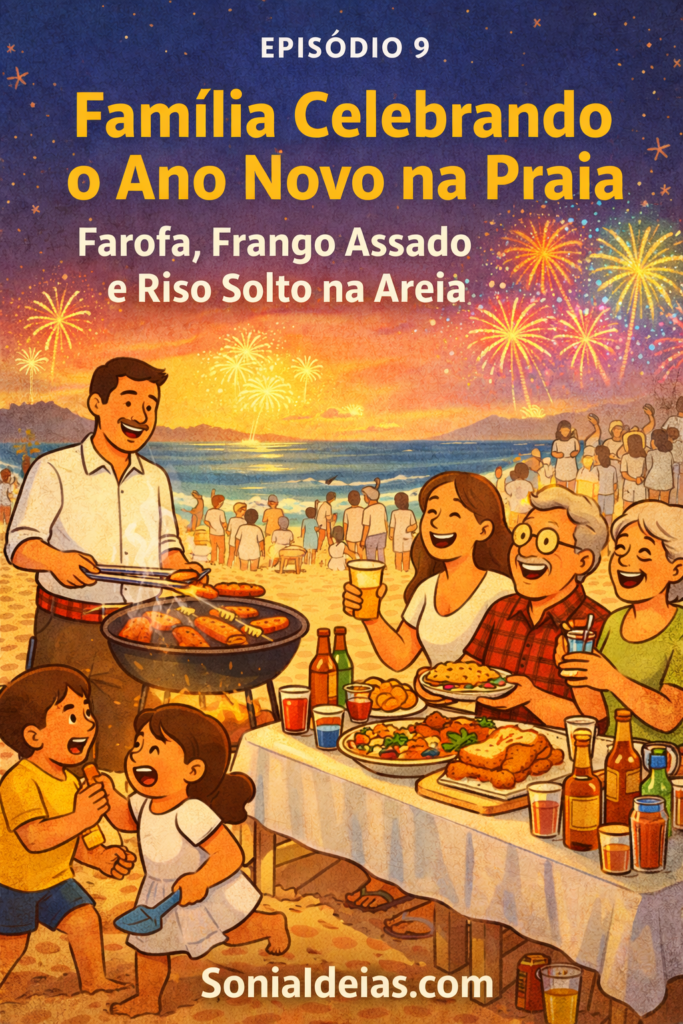 O Ano Novo em família na praia começa muito antes da meia-noite.