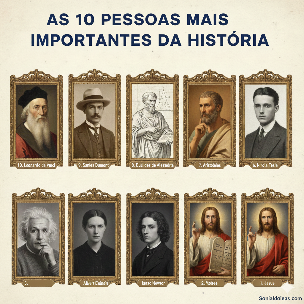as 10 pessoas mais importantes da história, organizadas do 10º ao 1º lugar, de acordo com o impacto duradouro que causaram no mundo.