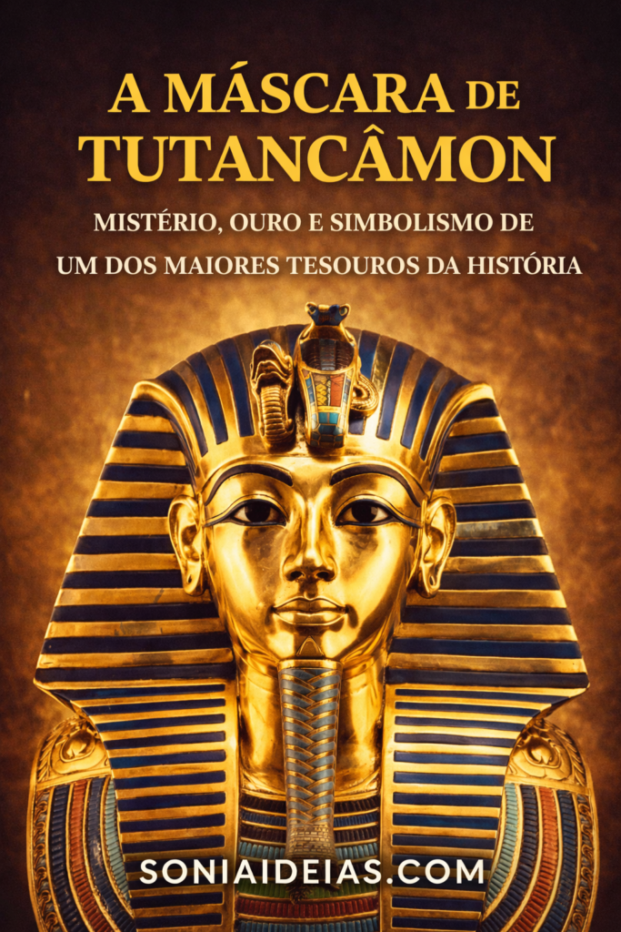 Descubra a história da Máscara de Tutancâmon: quem foi o faraó, onde a máscara foi encontrada, seus materiais, simbolismo, curiosidades e as controvérsias que a cercam.