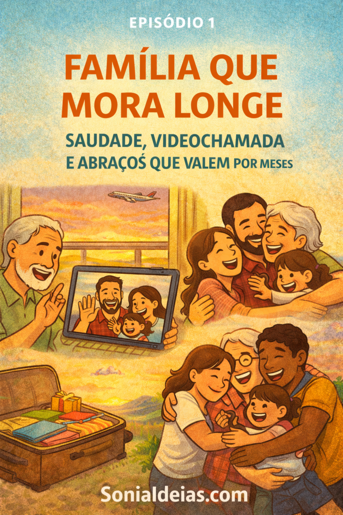 Descubra como é a rotina da família que mora longe: saudade, chamadas de vídeo, encontros raros e abraços que compensam a distância.