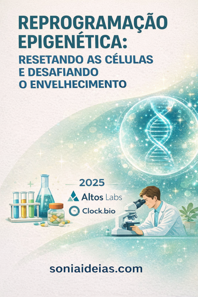 A reprogramação epigenética promete redefinir o envelhecimento. Entenda os fatores de Yamanaka, avanços de 2025 e como isso pode nos beneficiar.