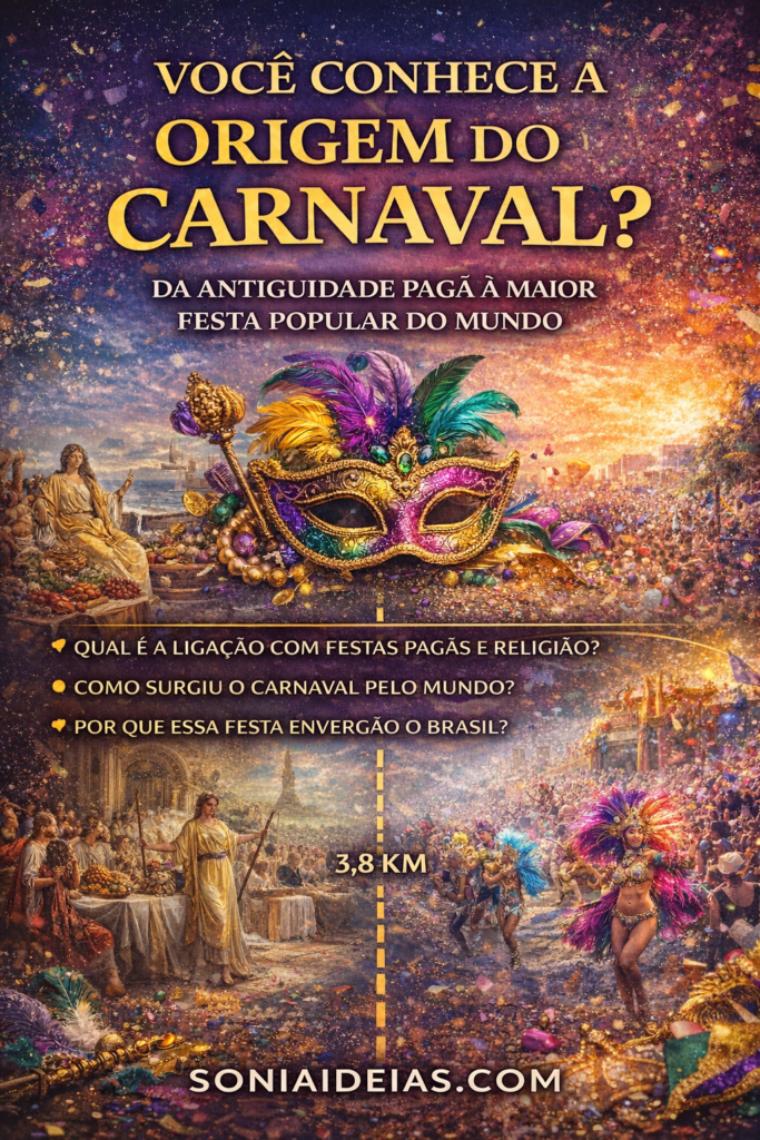 Descubra a origem do Carnaval, sua ligação com festas romanas e tradições religiosas, e como se tornou a maior celebração cultural do Brasil.
