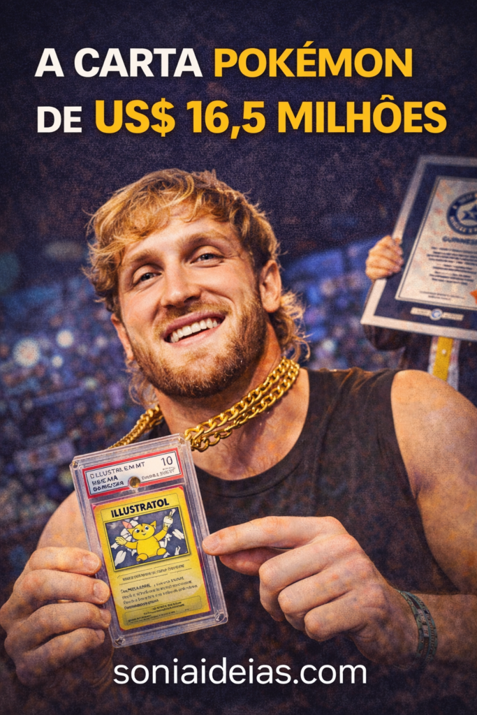 Carta Pokémon de US$ 16,5 milhões: descubra quem é Logan Paul, por que a Pikachu Illustrator é tão rara e o que esperar do mercado bilionário de colecionáveis.