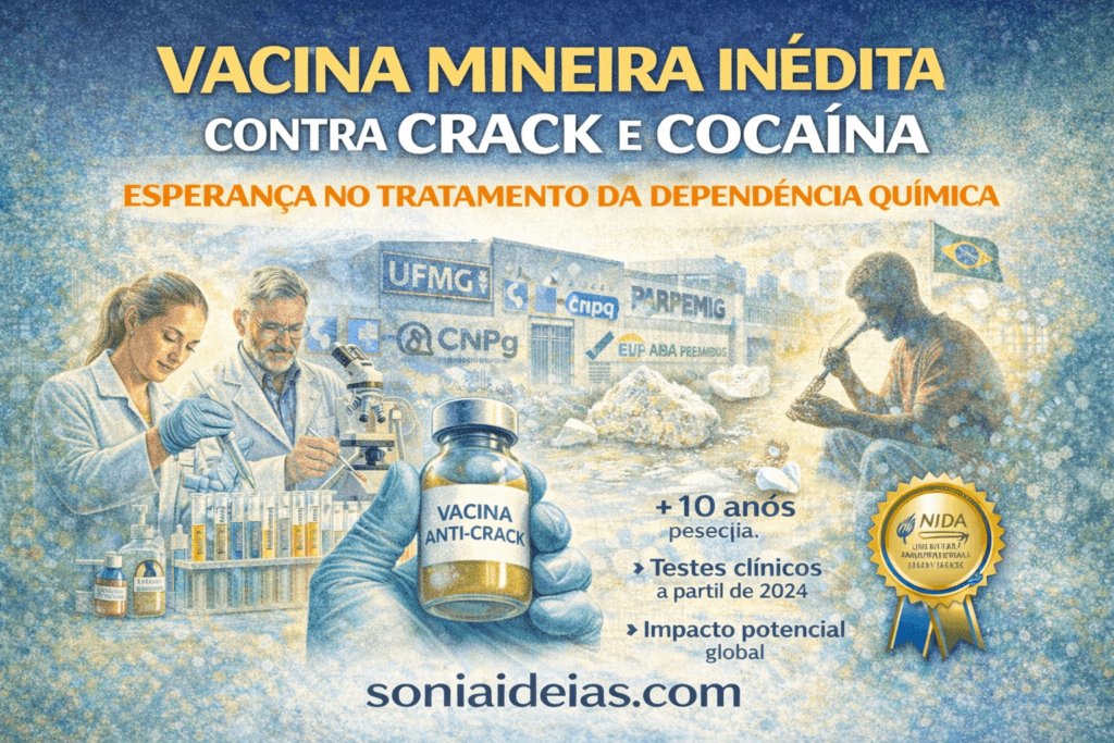 Vacina mineira contra dependência de crack e cocaína avança em pesquisas. Saiba como funciona, fases de testes e quando poderá estar disponível.