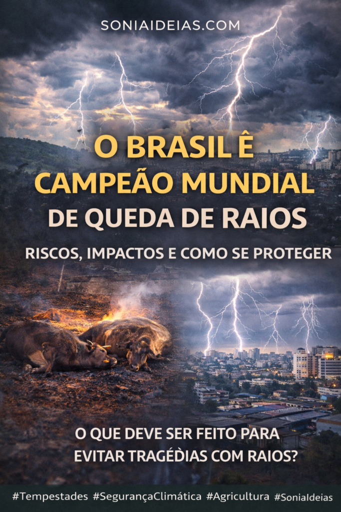 O Brasil é Campeão Mundial de Queda de Raios. Entenda os riscos, impactos na agricultura e como se proteger durante tempestades.