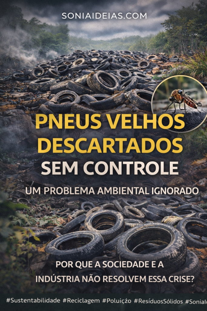 Pneus velhos descartados sem controle causam danos ambientais, riscos à saúde e poluição. Entenda impactos, leis e soluções para o descarte correto
