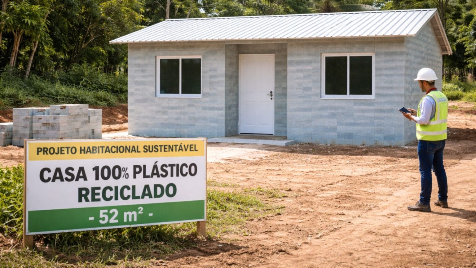 Casas construídas com plástico reciclado já são realidade. Veja custos, tempo de obra, impacto ambiental e como a tecnologia pode reduzir o déficit habitacional.