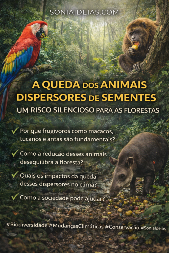 A queda dos animais dispersores de sementes ameaça o equilíbrio das florestas e o clima global. Entenda os impactos ambientais dessa perda.
