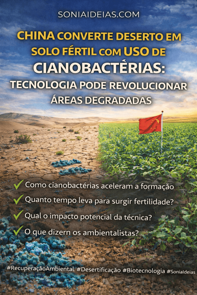 China usa cianobactérias para transformar deserto em solo fértil em apenas um ano. Entenda como funciona a tecnologia e os impactos