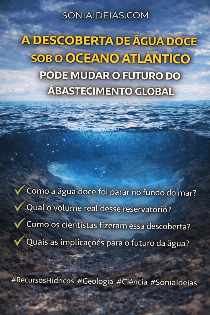 Cientistas descobrem grande reservatório de água doce sob o Oceano Atlântico. Como surgiu esse aquífero e o que ele pode significar.