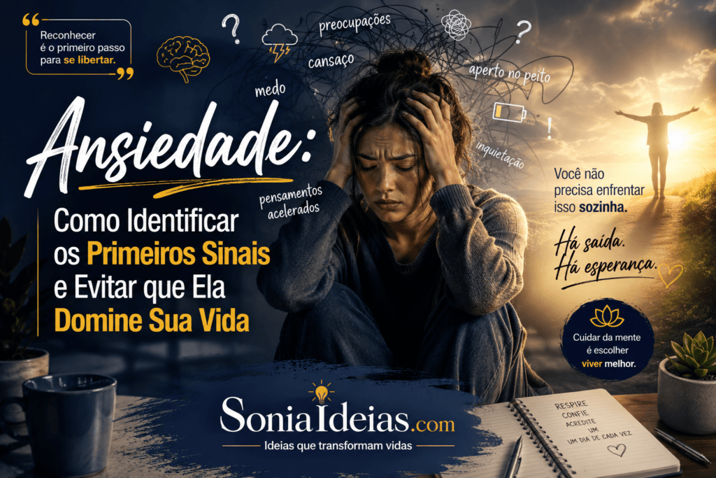 Descubra como identificar os primeiros sinais de ansiedade, entender seus impactos e aprender hábitos que ajudam a recuperar o equilíbrio