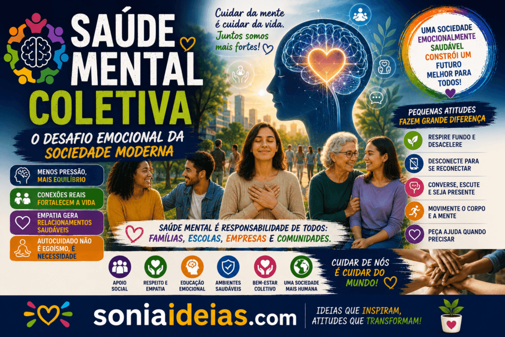 #SaúdeMental #SaúdeMentalColetiva #BemEstar #Ansiedade #SociedadeModerna #EquilíbrioEmocional #QualidadeDeVida #SoniaIdeias