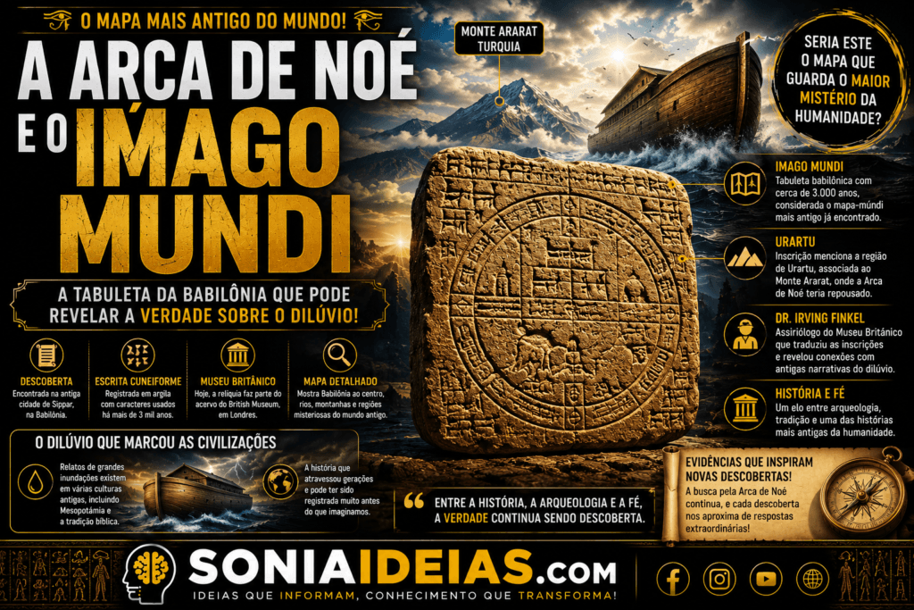 Descubra o que é o Imago Mundi, o mapa mais antigo do mundo, e entenda sua possível relação com a Arca de Noé, o Monte Ararat e as antigas tradições da Mesopotâmia.