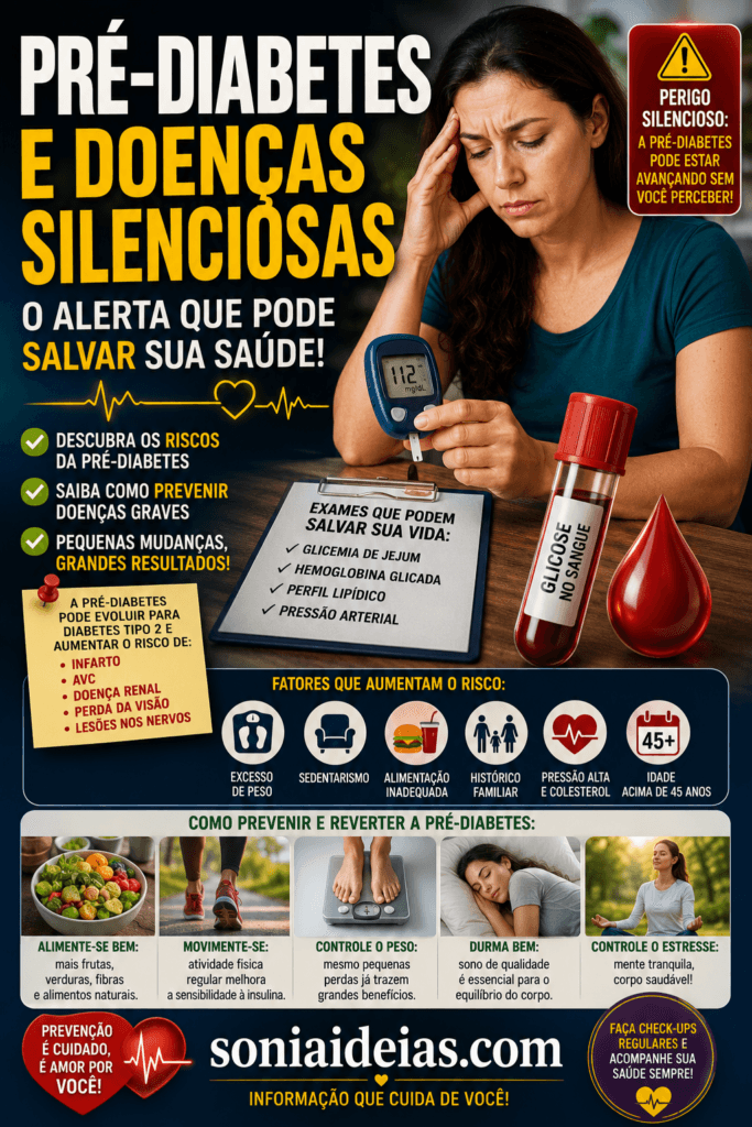 O que é pré-diabetes e doenças silenciosas, como identificar os primeiros sinais, como evitar que ela evolua para diabetes tipo 2