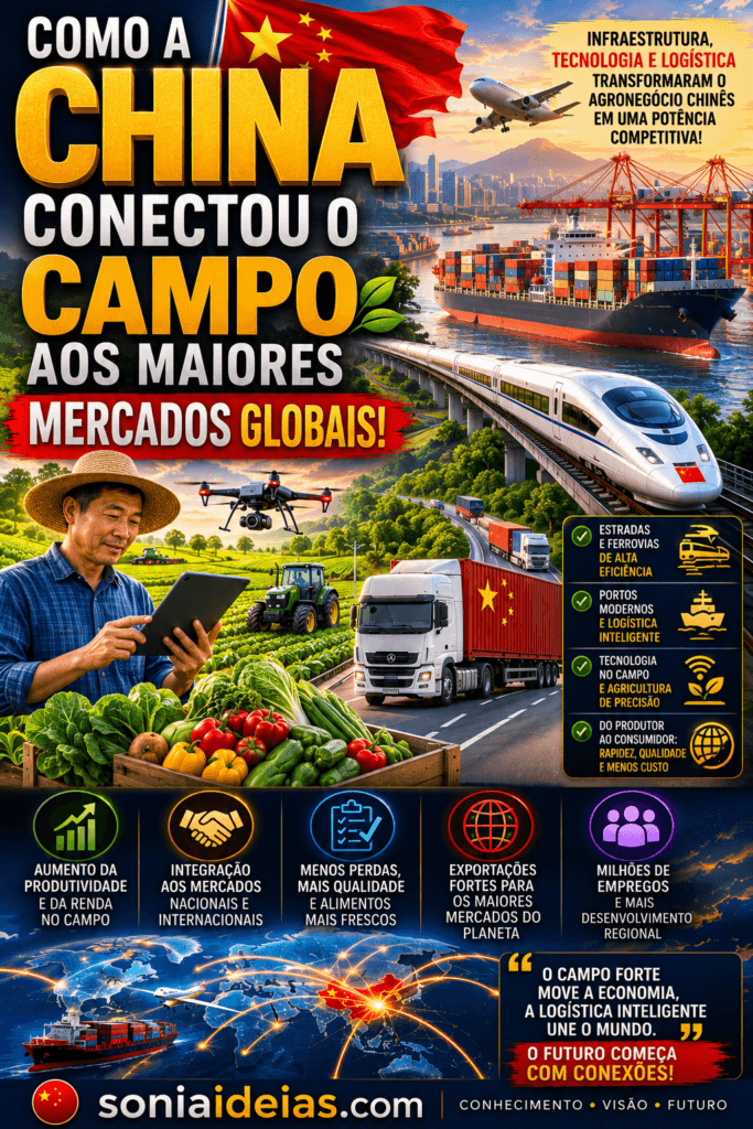 Como a China conectou o campo aos maiores mercados globais? Descubra como investimentos em infraestrutura, logística e tecnologia transformaram a produção rural e impulsionaram o crescimento econômico do país.
