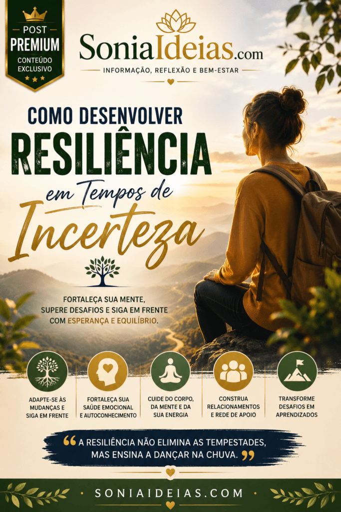 Descubra como desenvolver resiliência em tempos de incerteza. Conheça estratégias práticas para fortalecer sua saúde emocional, enfrentar mudanças e viver com mais equilíbrio e esperança.