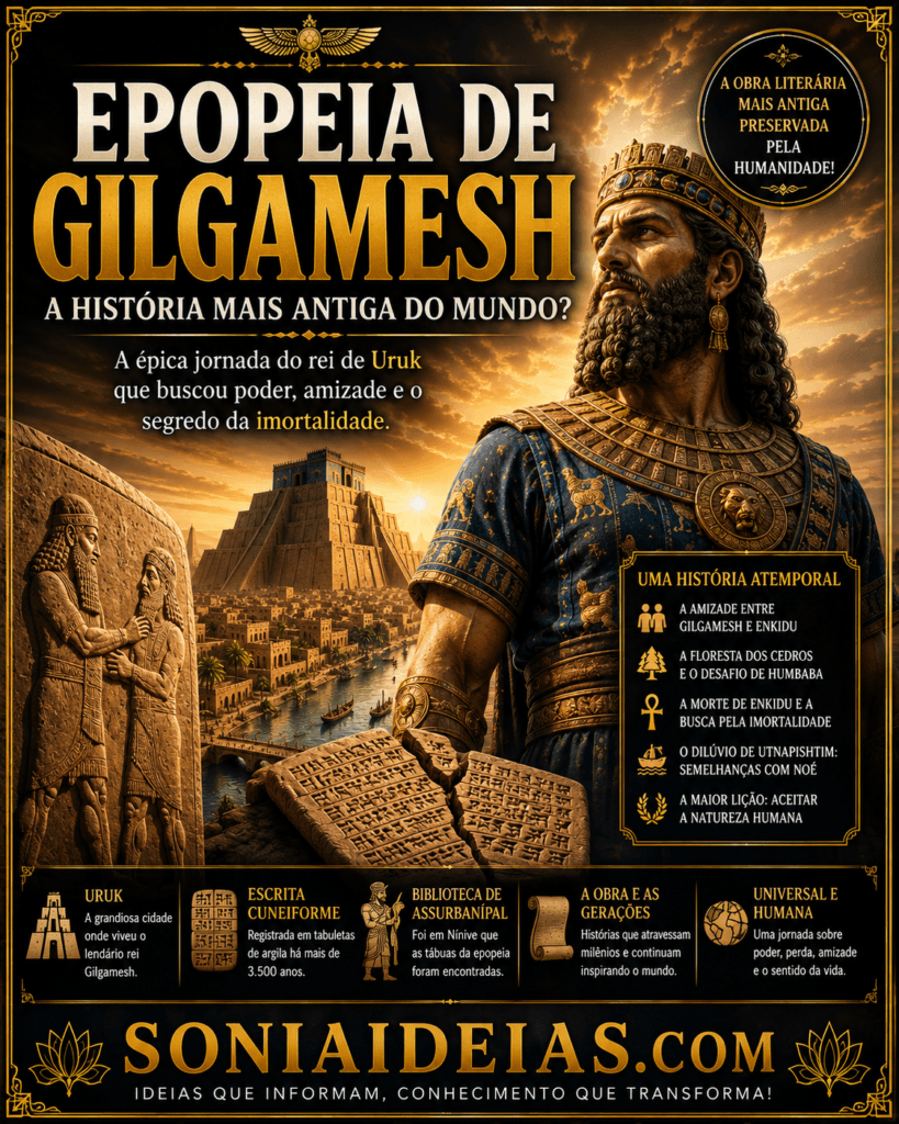 Conheça a Epopeia de Gilgamesh, uma das obras literárias mais antigas do mundo, e descubra Uruk, Enkidu, o dilúvio de Utnapishtim.
