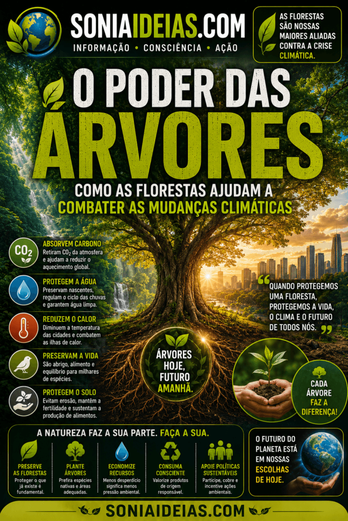 Descubra como o poder das árvores ajudam a combater as mudanças climáticas, proteger a água, reduzir o calor, armazenar carbono