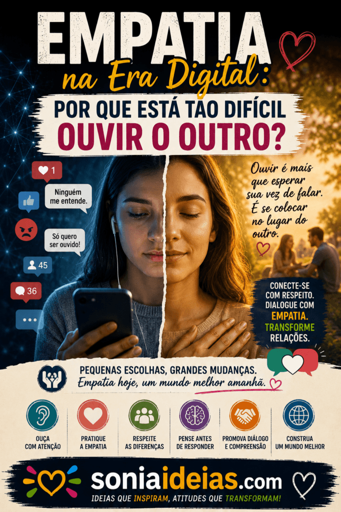 Entenda por que a empatia está sendo desafiada na era digital e descubra como a escuta ativa e o respeito podem transformar a convivência nas redes e na sociedade.