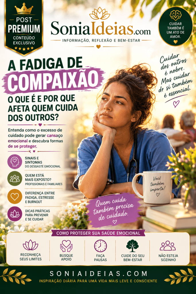 Entenda o que é fadiga de compaixão, quais são seus sinais, por que ela afeta quem cuida dos outros e como proteger a saúde emocional.
