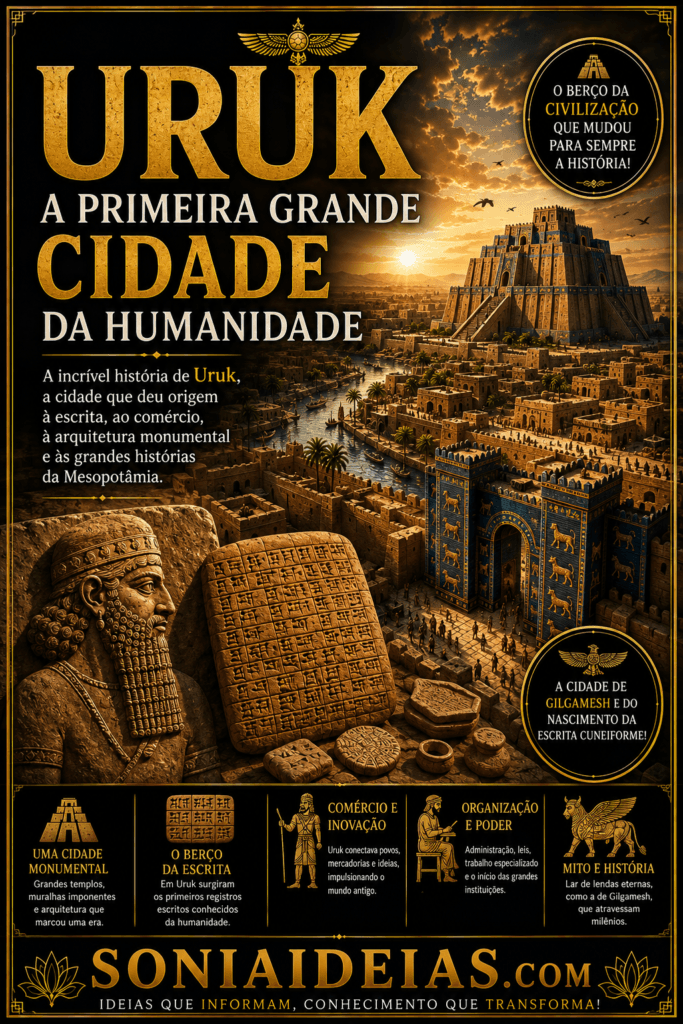 Uruk foi uma das primeiras grandes cidades do mundo. Conheça sua história, os sumérios, Gilgamesh, a escrita e a Revolução Urbana na antiga Mesopotâmia.