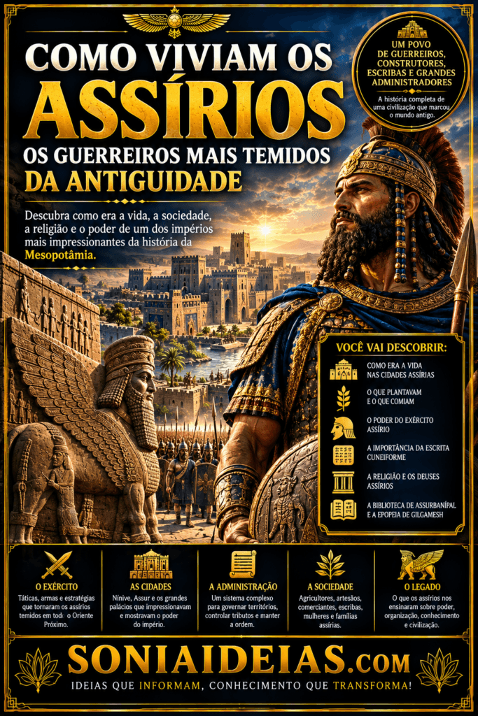 Como viviam os assírios? Conheça sua sociedade, religião, cidades, exército, Nínive, Biblioteca de Assurbanípal e o poderoso Império Assírio.