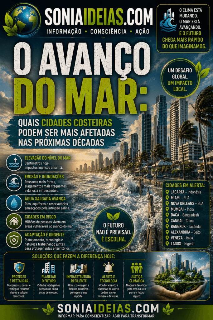 Quais cidades costeiras podem sofrer mais com a elevação do nível do mar nas próximas décadas e quais soluções podem reduzir os riscos.