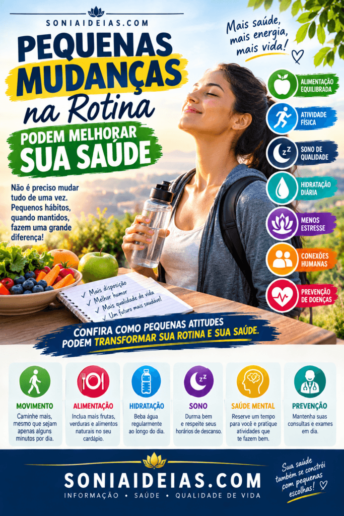 Descubra como pequenas mudanças na rotina podem melhorar sua saúde, aumentar a disposição e contribuir para mais qualidade de vida.