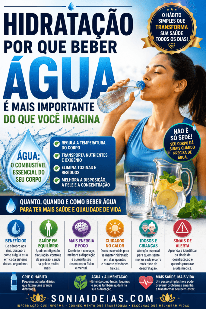 Entenda por que a hidratação é essencial para o organismo, quais são os sinais de desidratação e como manter o corpo hidratado com segurança