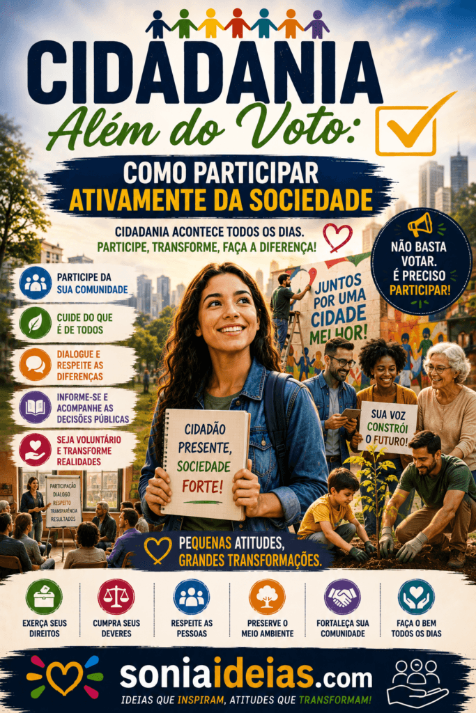 Descubra como exercer a cidadania além do voto e participar ativamente da sociedade por meio do voluntariado, diálogo, e ações comunitárias