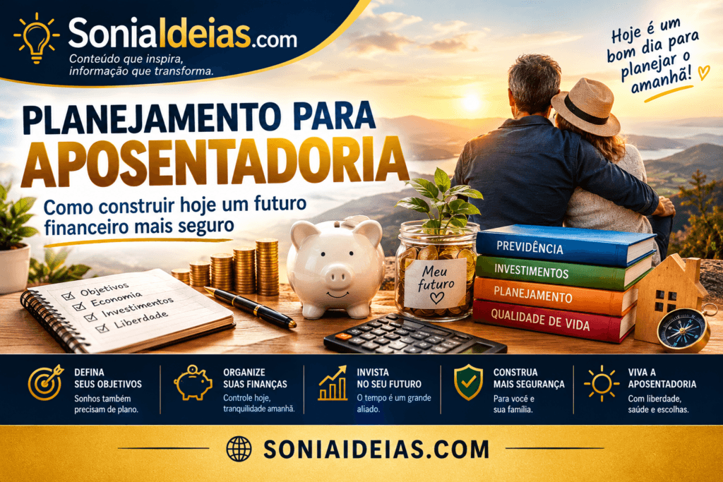 Aprenda como fazer um planejamento para aposentadoria, organizar suas finanças, definir metas, formar reservas e construir mais segurança financeira para o futuro.