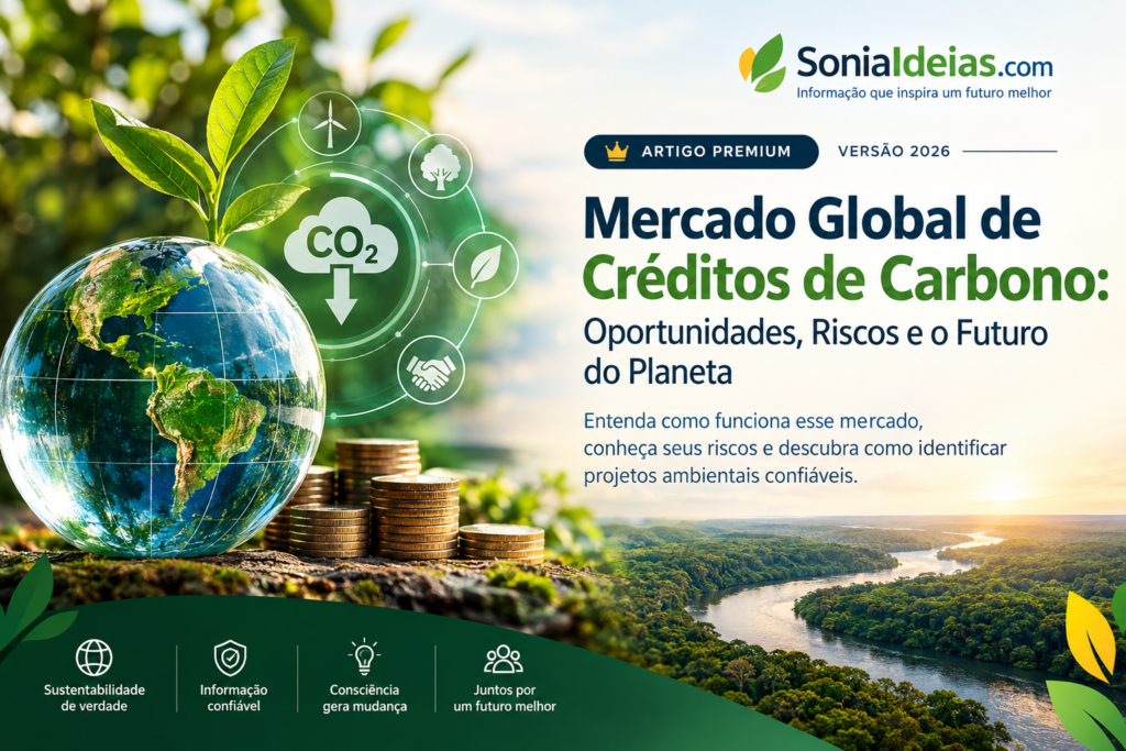 Entenda como funciona o mercado global de créditos de carbono, conheça seus riscos e descubra como identificar projetos ambientais confiáveis