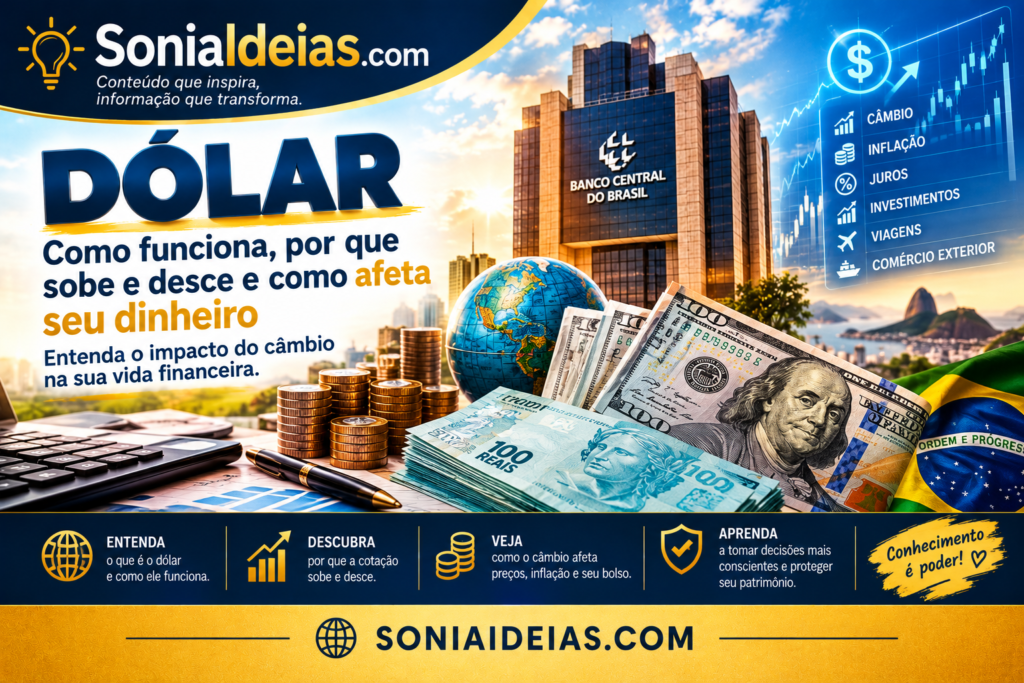 Entenda como funciona o dólar, por que sua cotação sobe e desce e como o câmbio afeta preços, inflação, viagens, investimentos e seu bolso.