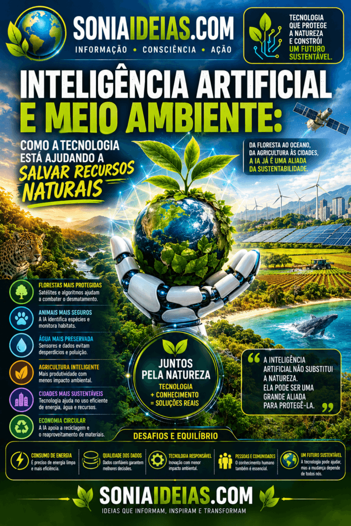 Como a inteligência artificial está ajudando a proteger florestas, água, biodiversidade e recursos naturais e quais são os desafios ambientais